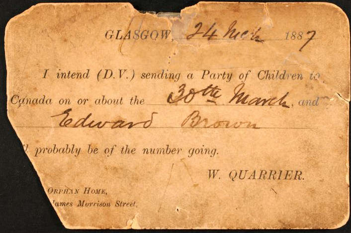 Notification document from 1887